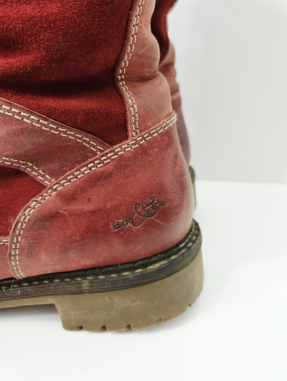 Bos & Co. Holden Wool Lined Leather Boots Size 40 US 9 - 9.5 Red Knee High - Picture 5 of 8